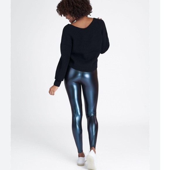E1 Spanx Faux Leather Liquid Leggings In color Oilslick SZ XS - Picture 5 of 8